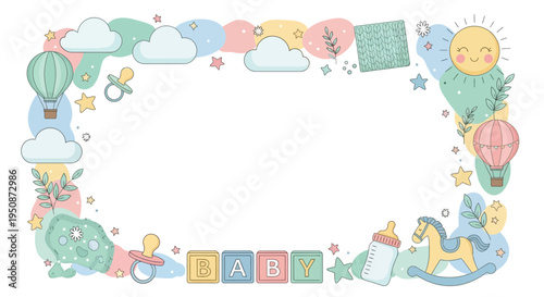 Colorful Baby Blocks and Toys Frame.