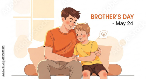 Brother and brother sitting on sofa celebrating brothers day may 24 happy family moment