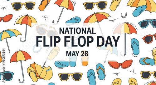 National flip flop day celebration on may 28 with colorful summer accessories