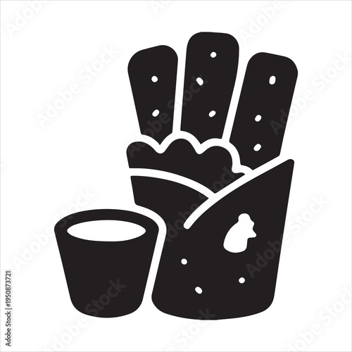 Silhouette vector of mozzarella sticks icon, ideal for appetizer, snack, and fast food branding.