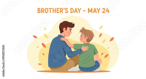 Brotherly love on brother's day may 24 a heartwarming illustration of a man and boy embracing