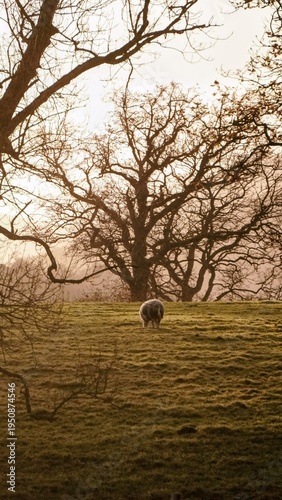 A sheep at sunset
