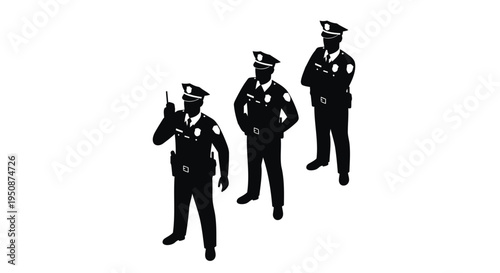 Set of 3 police officers vector icons