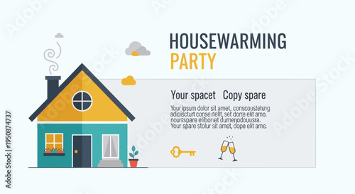 Housewarming Party Invitation Card Design Template.