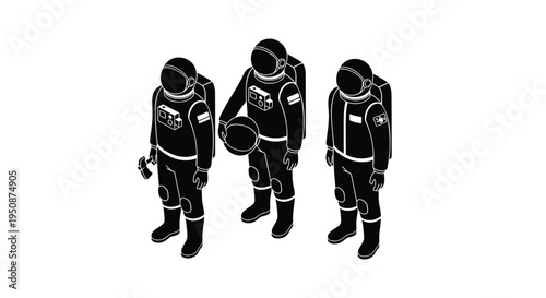 Set of 3 diver icons vector