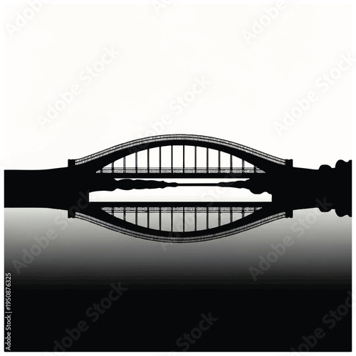 Black and White Bridge Silhouette Illustration.