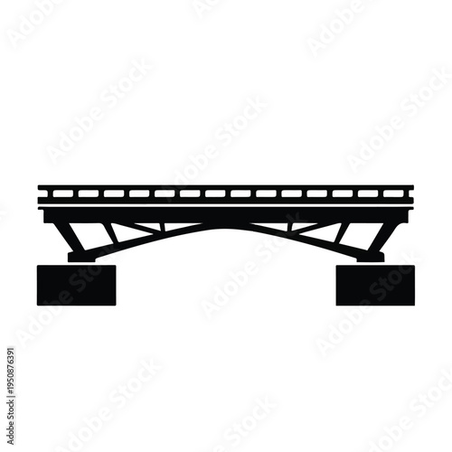 Simple Black Bridge Silhouette Graphic Illustration.