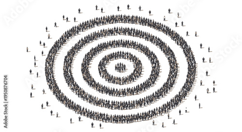 Set of concentric crowd spiral vector illustration