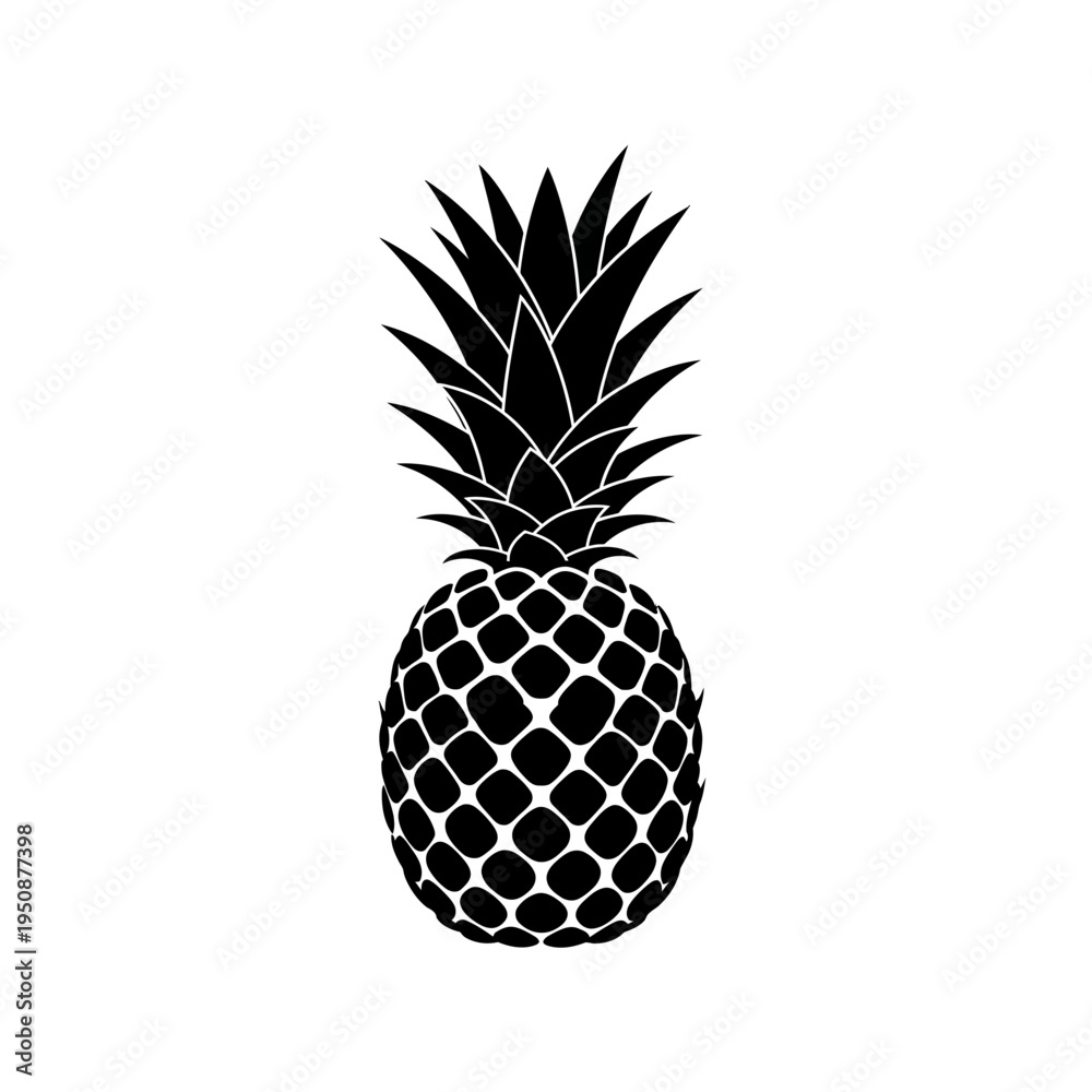 Obraz premium Black silhouette of a pineapple on a white background