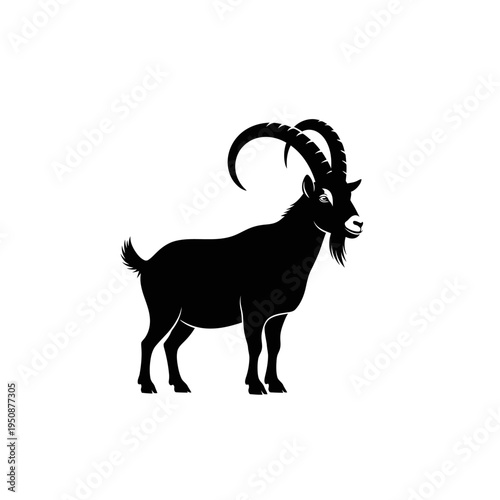 Black silhouette of a goat standing proudly