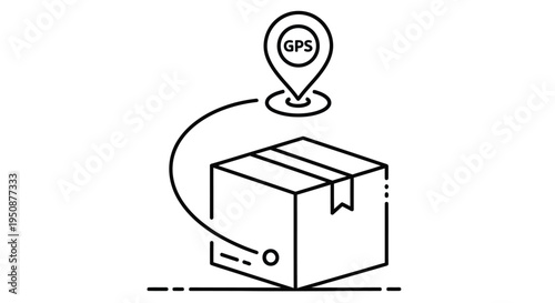 Package delivery with gps tracking a simple line art illustration