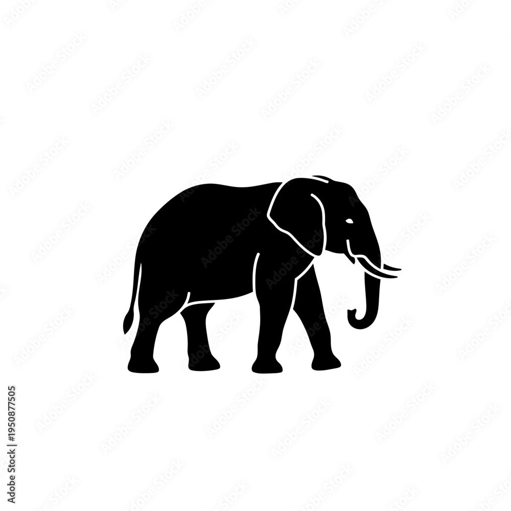 Fototapeta premium Black silhouette of an elephant walking gracefully