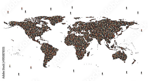 Vector world map illustration with colored dots