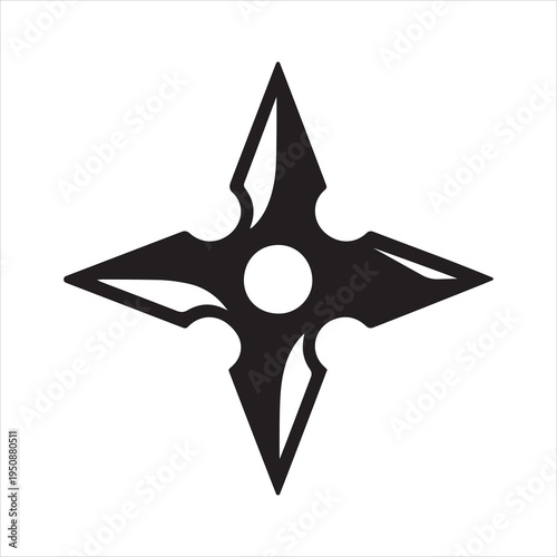 Shuriken ninja star icon vector. Traditional Japanese weapon symbol in bold silhouette style.