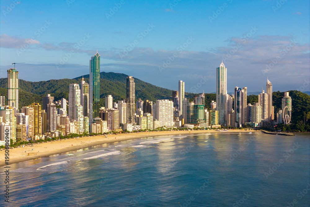 Obraz premium Coast of Balneario Camboriu City With Tall Skyscrapers