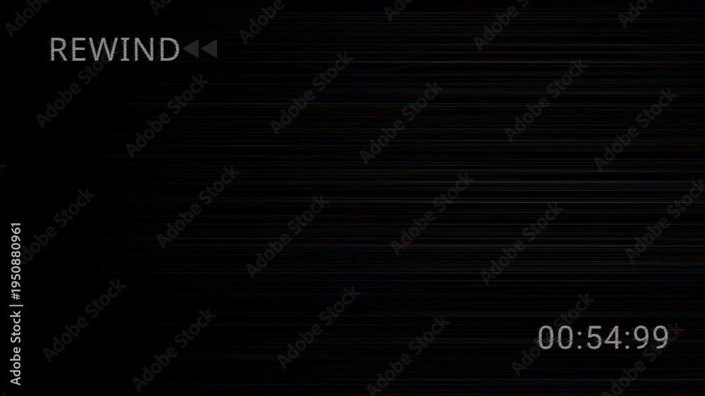 Iconic VCR rewind arrows with Vintage VHS defects noise. 4K magnetic ...