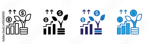 Growth Icon Multi Style Vector Illustration