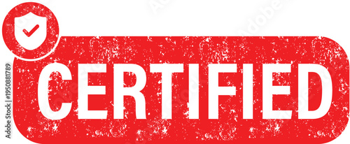 Certified rubber stamp icon, official approval and verified label, quality and authenticity concept