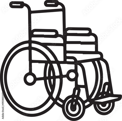 Wheelchair for Disabled (Accessibility for Disability and Handicapped) Hand-drawn Sketch Drawing Vector Illustration, Line Linear Symbol Black and White Engraving, Isolated