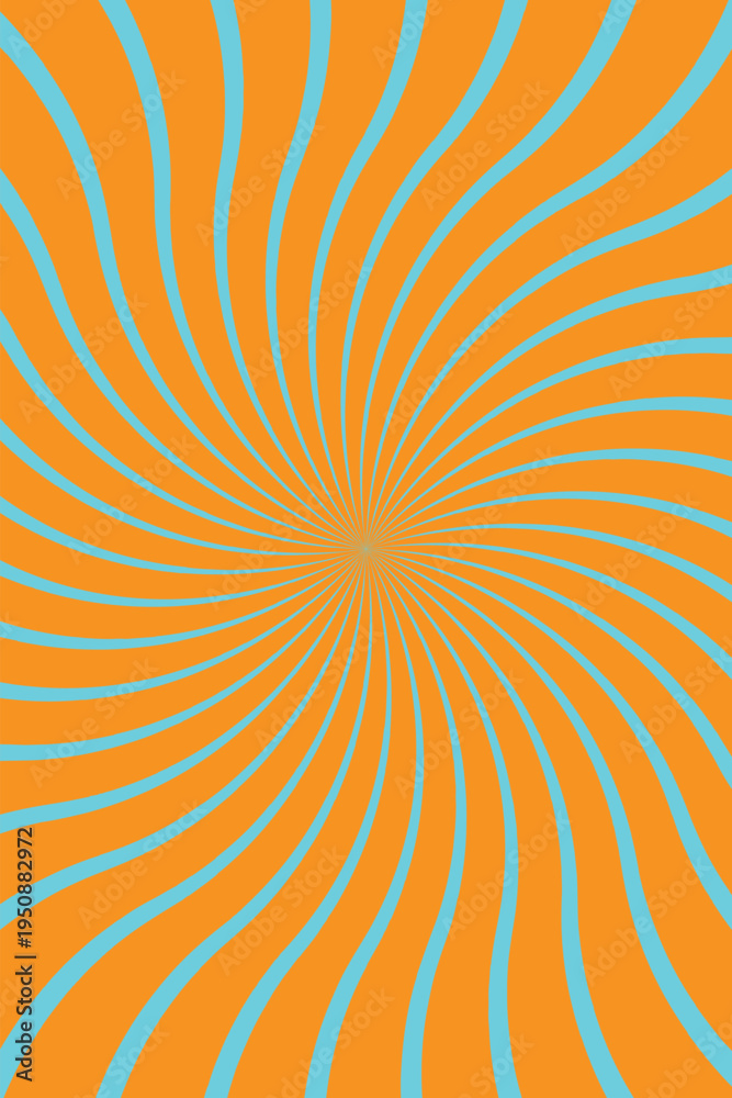 Fototapeta premium A vibrant and energetic abstract background features swirling orange and blue lines radiating from the center