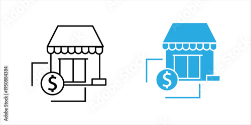 Outline icon set. illustration of percentage symbol with arrows and dollar sign representing interest rates, currency exchange, and financial transactions.
