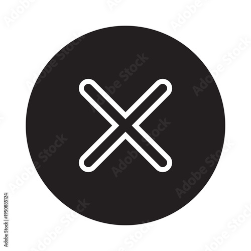 Vector of Close "X" Mark Icon For UI_Circle Line Icon