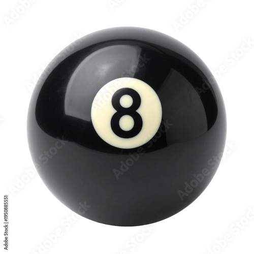 Black Pool ball with number 8 isolated on transparent or white background