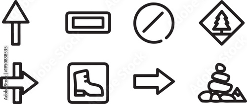 Various road and activity signs indicating directions and restrictions for different activities Vector