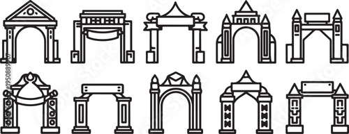 A collection of various architectural arch designs and styles Vector