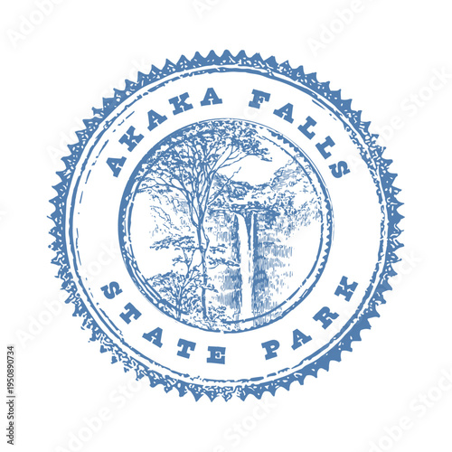 Vintage Postcard with Antique Postage Stamp of Akaka Falls State Park Hawaii
