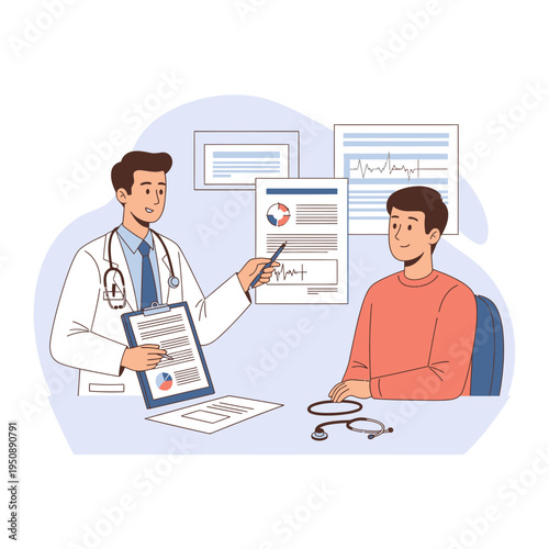 Doctor Explaining Medical Test Results to Male Patient During a Health Consultation