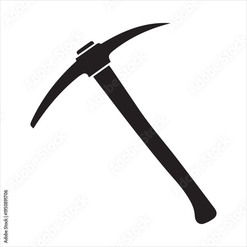 A black silhouette of a pickaxe against a white background silhouette