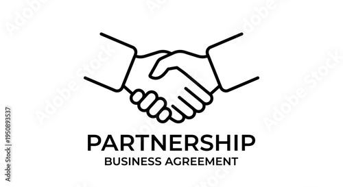 Minimal handshake logo representing business agreement, partnership and collaboration concept.