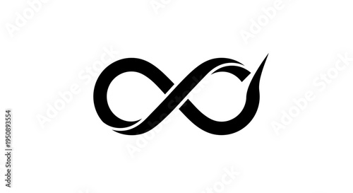 Minimalist black and white infinity loop logo symbol representing endless possibilities, continuity, and modern technology concept.