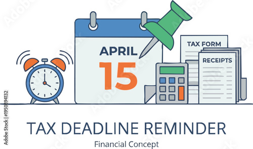 Tax deadline reminder concept with alarm clock and calendar