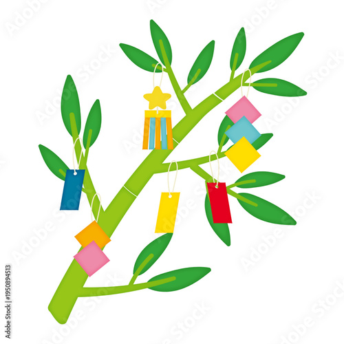 七夕の笹飾りのイラスト