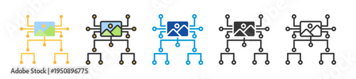 image classification icon set multi style various collection