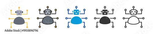 robot actions icon set multi style various collection