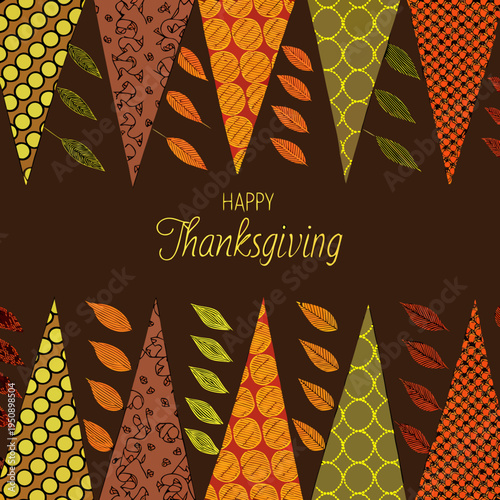 A festive thanksgiving background featuring autumnal leaf patterns and shapes
