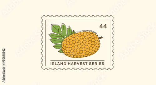 Vector illustration of a mango stamp, Island Harvest Series