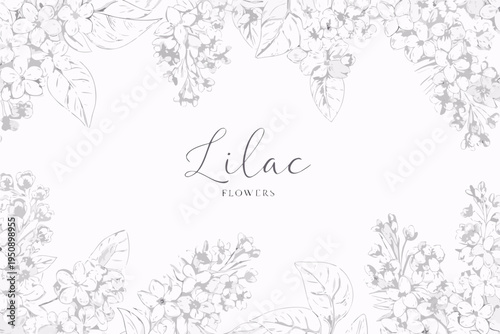 Elegant lilac flower arrangement with calligraphy and white background