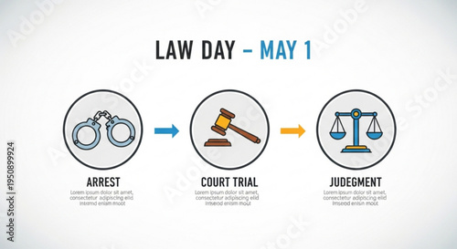 Law day may 1 infographic arrest court trial judgment process flowchart