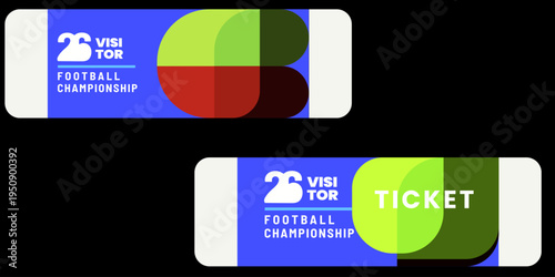 Football Championship Entrance Ticket Template with Modern Colorful Geometric Circle Graphics