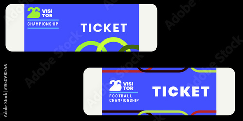 Modern Sports Championship Entry Ticket Template with Abstract Line Art Design