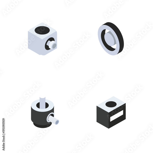 Set of Isometric Mechanical Parts.