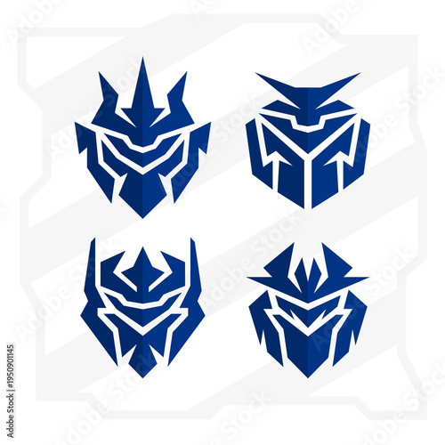 Futuristic robot head vector bundle with innovative mechanical details, perfect for digital technology and AI concepts.