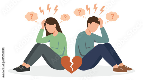 Couple in distress with broken heart representing relationship problems