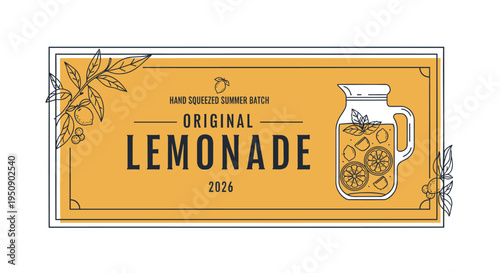 Vector label for homemade lemonade drink