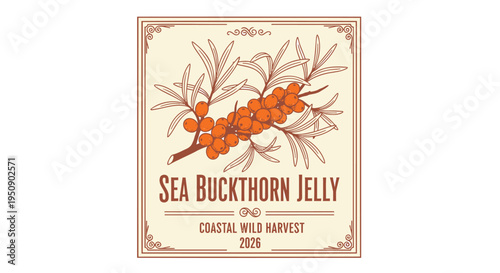 Vector label for Sea Buckthorn Jelly product