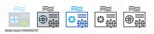 ventilation system control icon set multi style various collection
